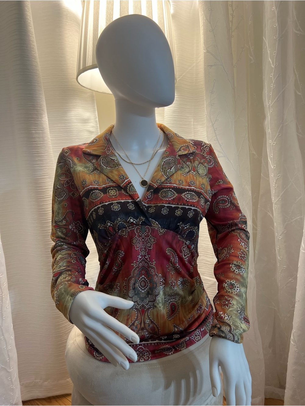 Boho Paisley long Sleeves Blouse in
Multicolor